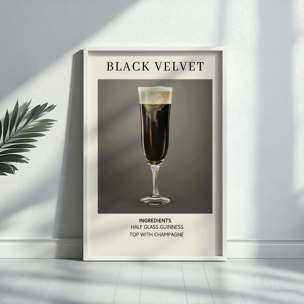 Black Velvet Cocktail Recipe Framed Poster – Framed Wall Art Poster - Image 3
