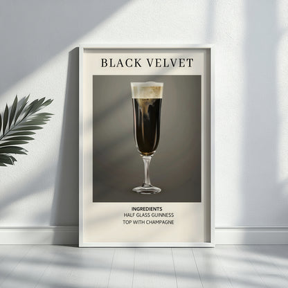 Black Velvet Cocktail Recipe Framed Poster – Framed Wall Art Poster - Image 3