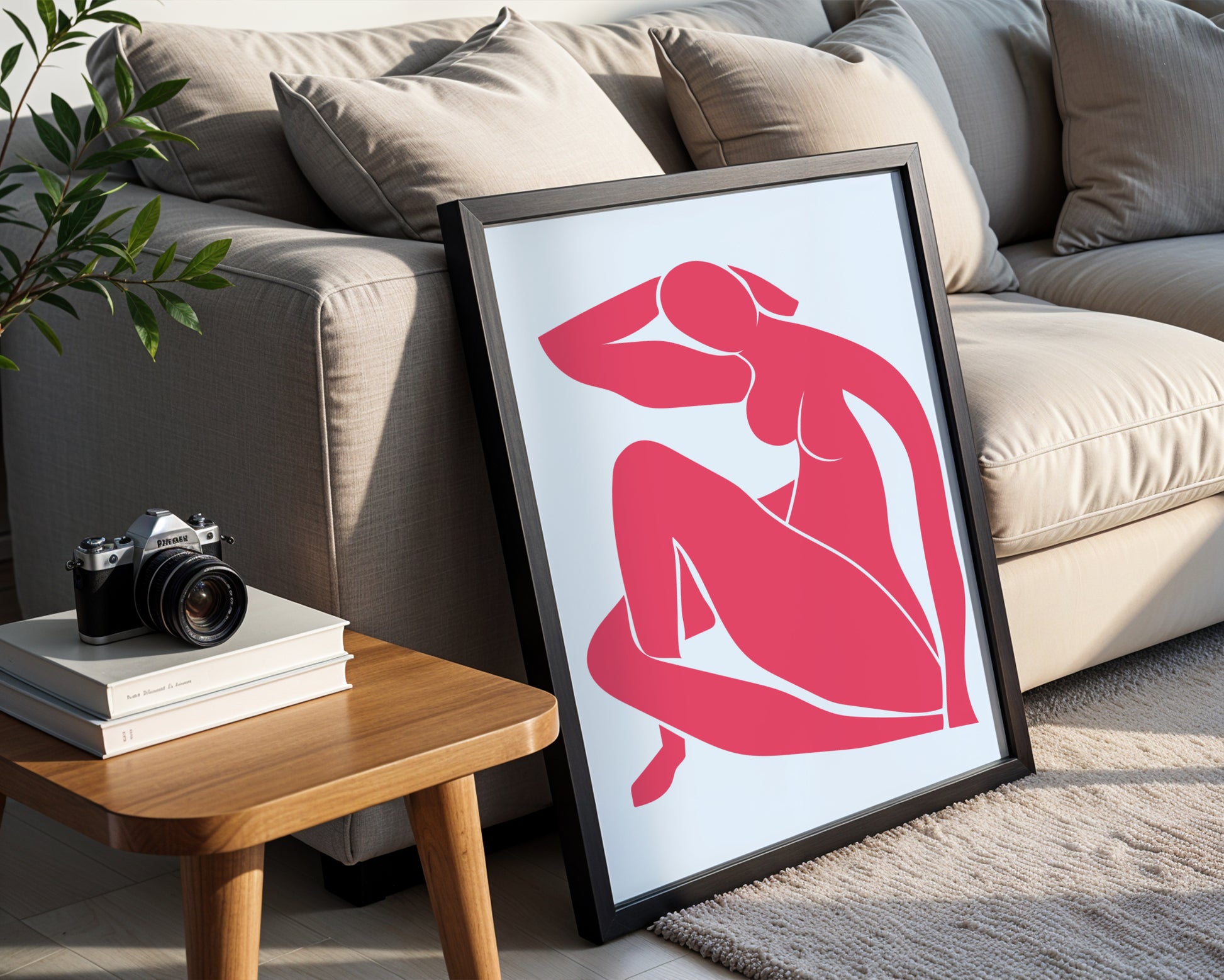 Abstract Pink Reclining Nude Framed Wall Art - View 4