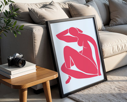 Abstract Pink Reclining Nude Framed Wall Art - View 4