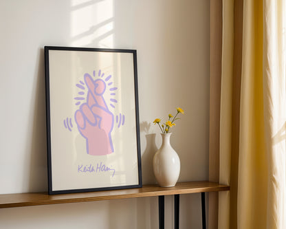 Keith Haring Fingers Crossed Pop Art Framed Poster - View 4