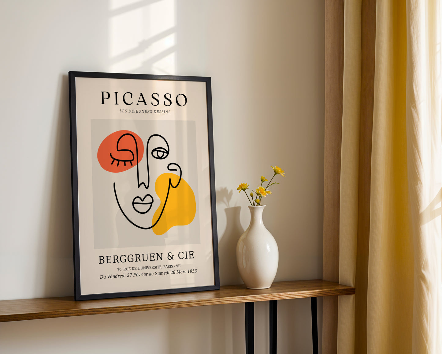 Picasso Abstract Face Line Art Modern Framed Poster - View 2