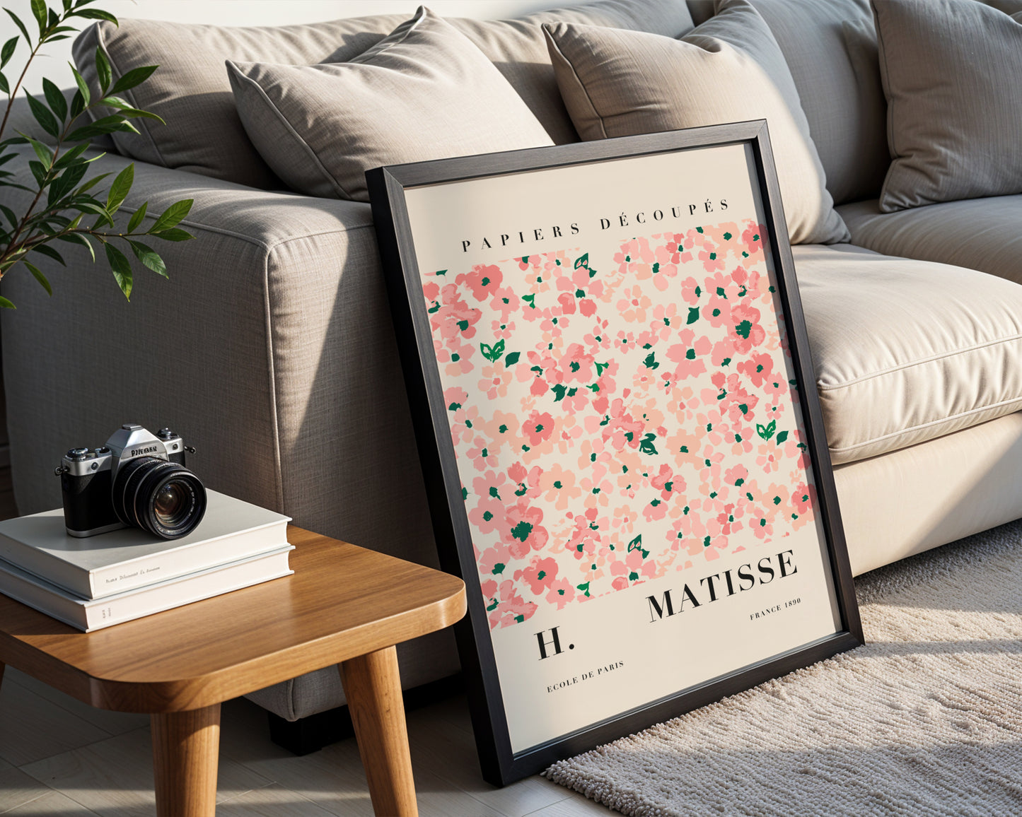 Matisse Inspired Pink Floral Cut-Outs Framed Poster - View 2
