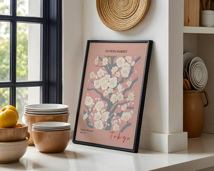 Tokyo Cherry Blossom Flower Market Framed Poster – Framed Wall Art Poster - Image 1