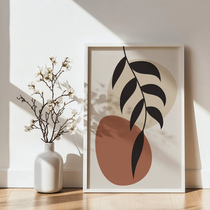 Minimalist Botanical Earth Tones Framed Poster – Framed Wall Art Poster - Image 1