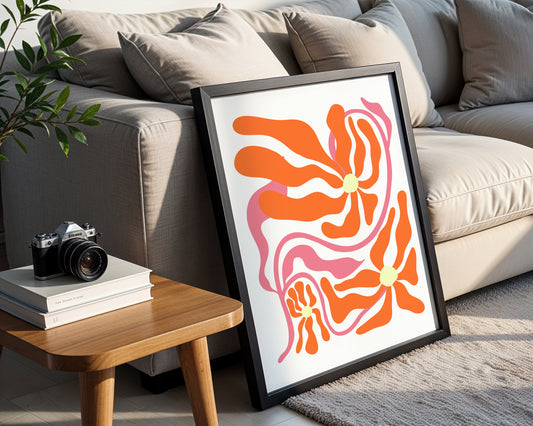 Vibrant Abstract Floral Swirls Framed Poster – Framed Wall Art Poster - Image 1