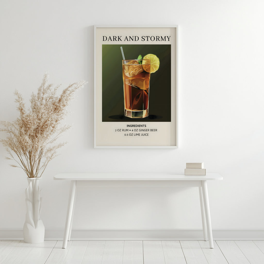 Dark & Stormy Cocktail Recipe Framed Wall Art – Framed Wall Art Poster - Image 2