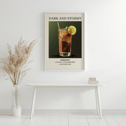 Dark & Stormy Cocktail Recipe Framed Wall Art – Framed Wall Art Poster - Image 2