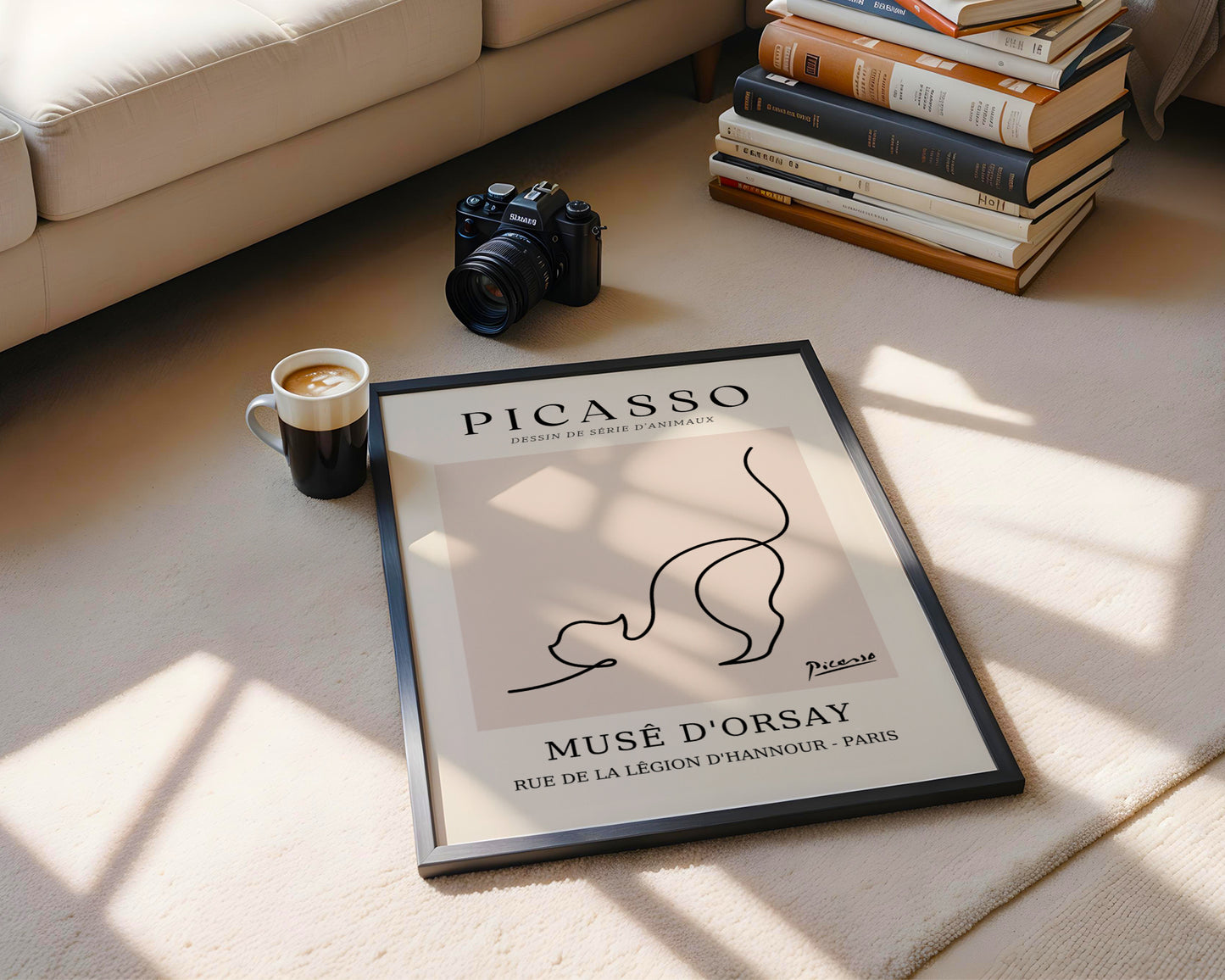 Picasso Cat Line Art Framed Poster - View 1