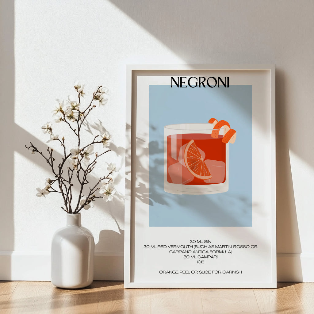 Negroni Cocktail Recipe Modern Framed Poster – Framed Wall Art Poster - Image 2