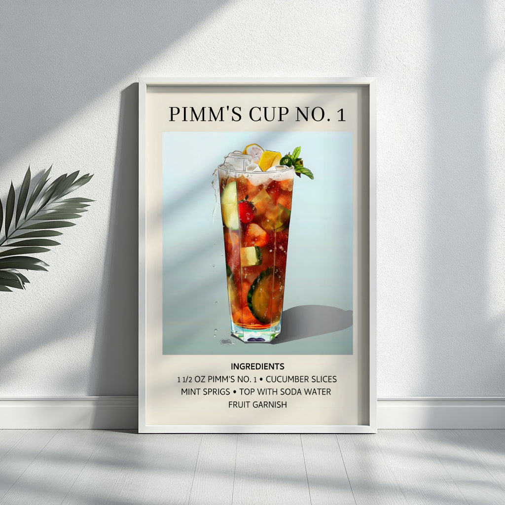 Pimm's Cup No. 1 Cocktail Recipe Framed Poster – Framed Wall Art Poster - Image 2