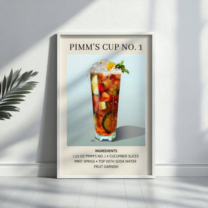 Pimm's Cup No. 1 Cocktail Recipe Framed Poster – Framed Wall Art Poster - Image 2