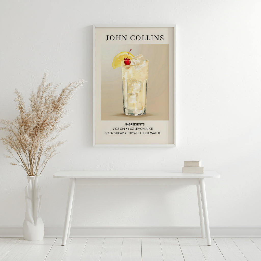 John Collins Cocktail Recipe Framed Poster – Framed Wall Art Poster - Image 2