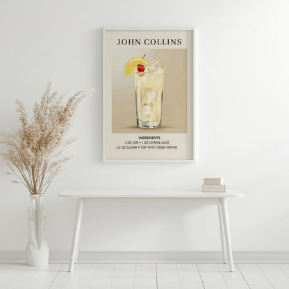 John Collins Cocktail Recipe Framed Poster – Framed Wall Art Poster - Image 2