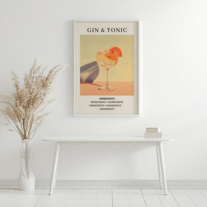 Gin & Tonic Cocktail Recipe Framed Poster – Framed Wall Art Poster - Image 4