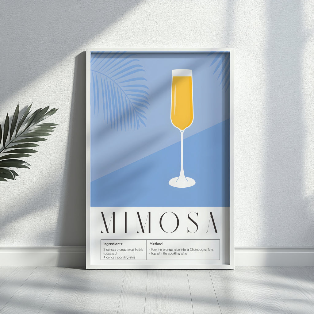 Mimosa Cocktail Recipe Framed Poster#1 – Framed Wall Art Poster - Image 2