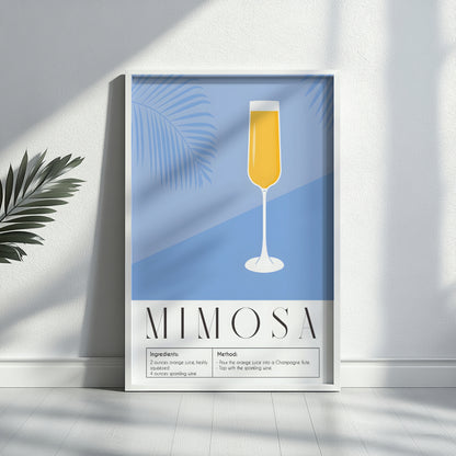 Mimosa Cocktail Recipe Framed Poster#1 – Framed Wall Art Poster - Image 2