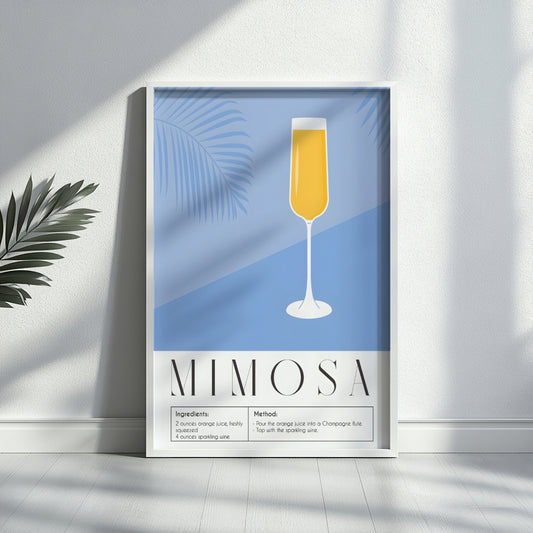 Mimosa Cocktail Recipe Framed Poster#1 – Framed Wall Art Poster - Image 2