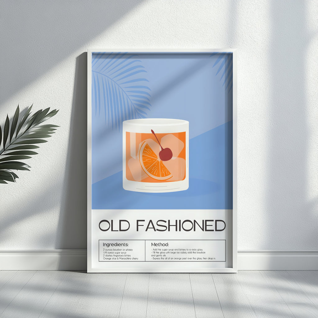 Old Fashioned Cocktail Recipe Framed Poster#1 – Framed Wall Art Poster - Image 2