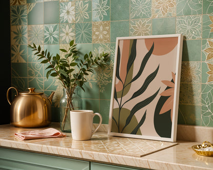 Botanical Abstract Shapes Earth Tones Framed Poster – Framed Wall Art Poster - Image 3