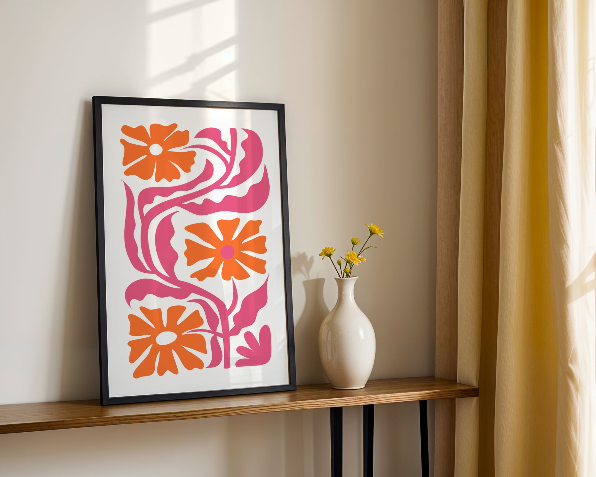 Vibrant Abstract Orange & Pink Floral Framed Poster – Framed Wall Art Poster - Image 3