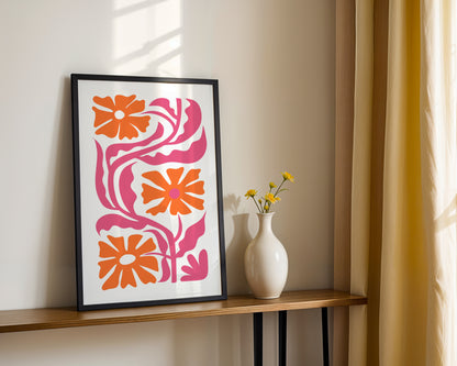 Vibrant Abstract Orange & Pink Floral Framed Poster – Framed Wall Art Poster - Image 3
