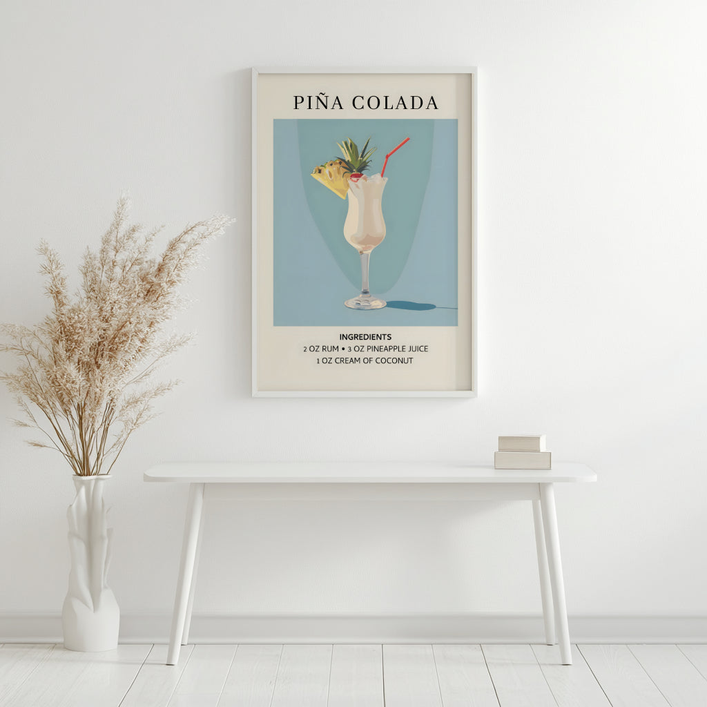 Piña Colada Cocktail Recipe Framed Poster – Framed Wall Art Poster - Image 3