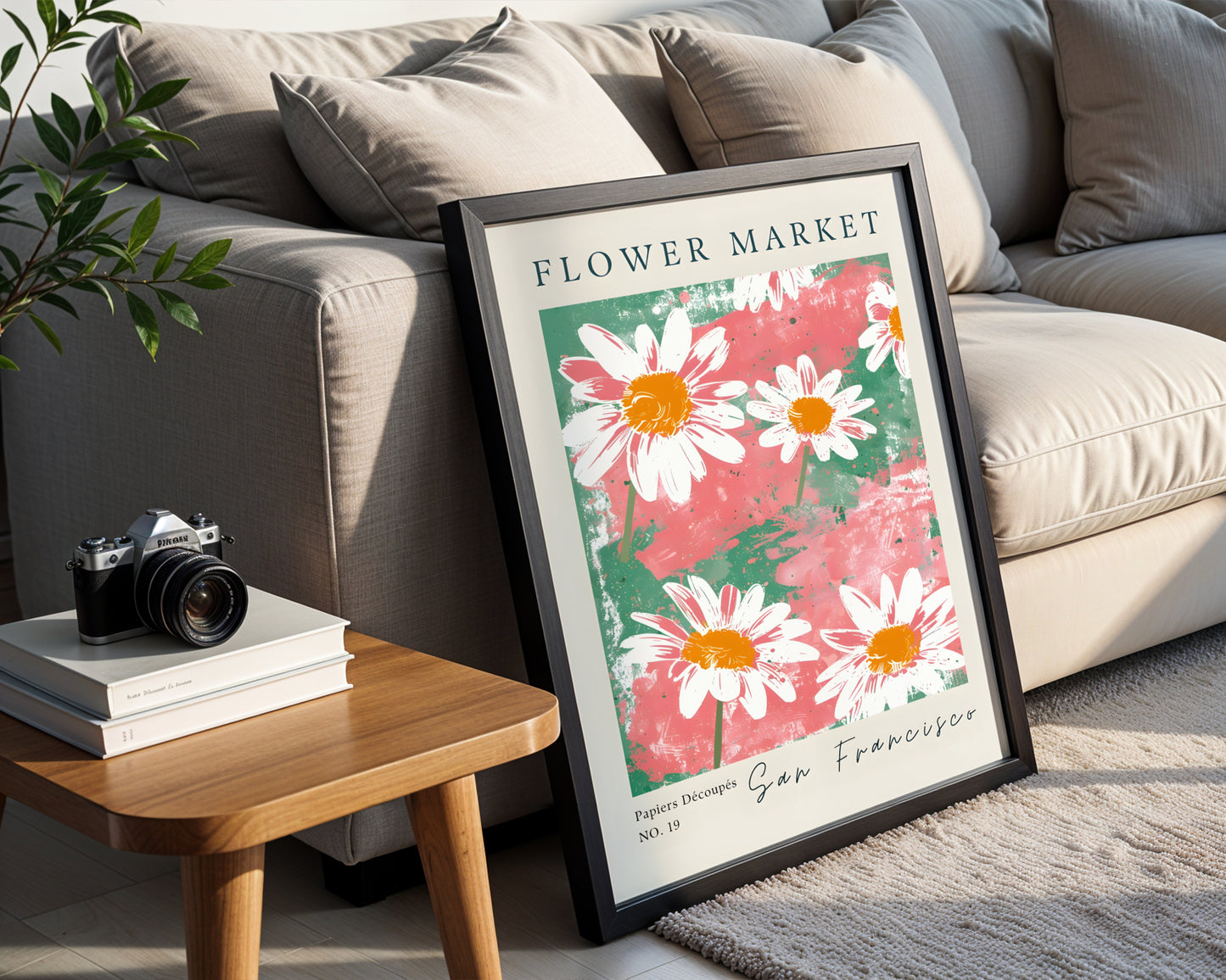 Flower Market San Francisco Daisies Framed Poster – Framed Wall Art Poster - Image 1