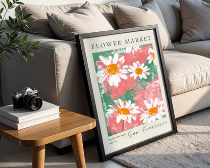 Flower Market San Francisco Daisies Framed Poster – Framed Wall Art Poster - Image 1