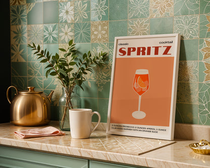 Classic Spritz Cocktail Recipe Framed Poster – Framed Wall Art Poster - Image 1