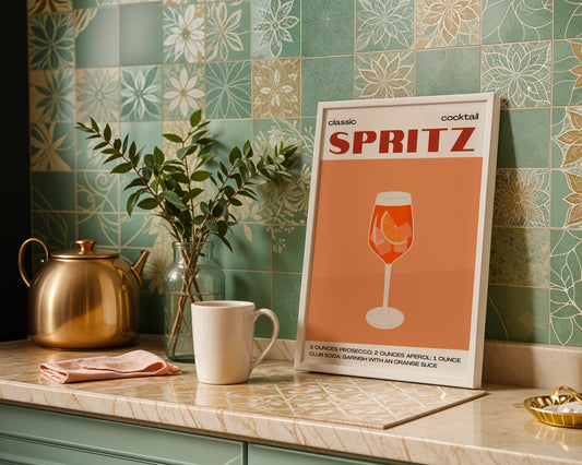 Classic Spritz Cocktail Recipe Framed Poster – Framed Wall Art Poster - Image 1