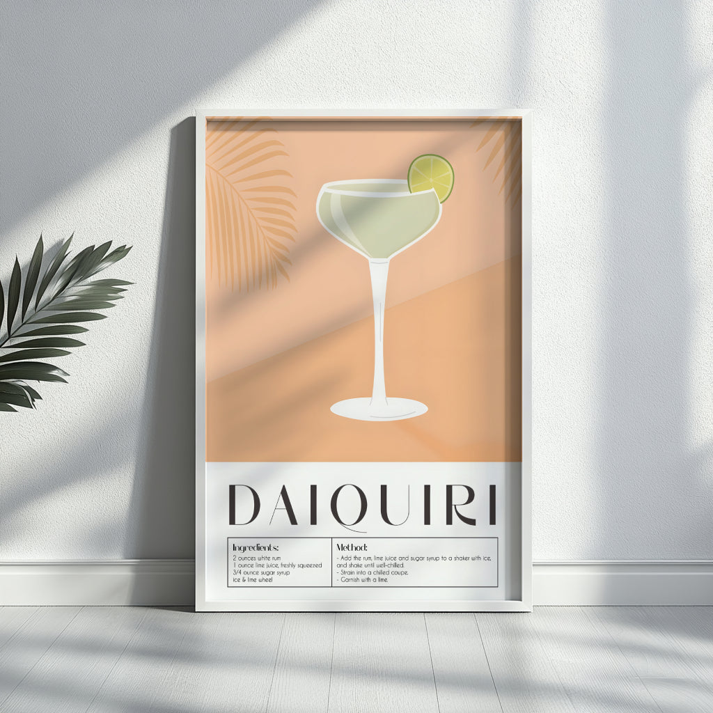 Daiquiri Cocktail Recipe & Illustration Framed Art – Framed Wall Art Poster - Image 4
