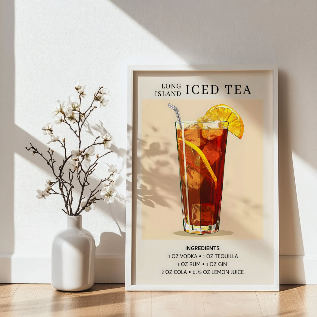 Long Island Iced Tea Cocktail Recipe Wall Art – Framed Wall Art Poster - Image 2