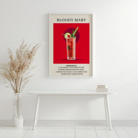 Bloody Mary Cocktail Recipe Framed Poster – Framed Wall Art Poster - Image 2