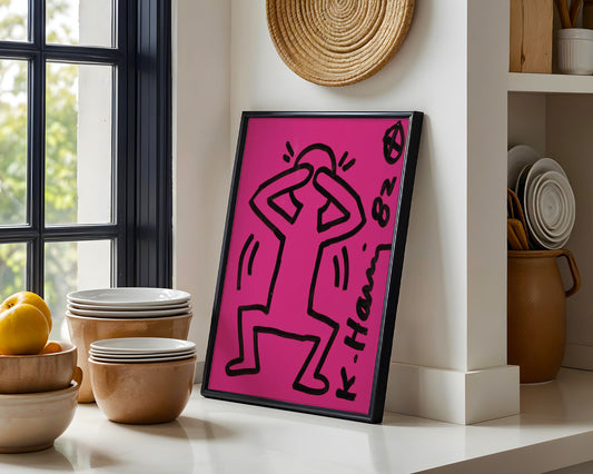 Keith Haring Cringing Figure 1982 Pop Art Framed Poster - View 2