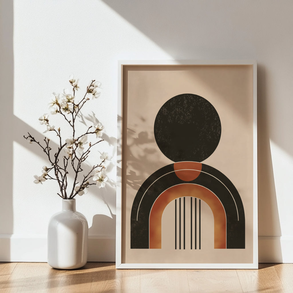 Abstract Geometric Arch & Circle Framed Poster – Framed Wall Art Poster - Image 1