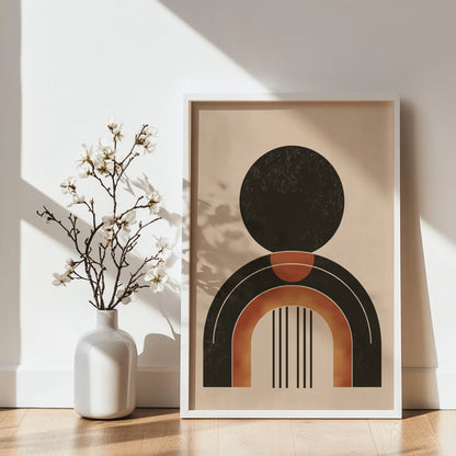 Abstract Geometric Arch & Circle Framed Poster – Framed Wall Art Poster - Image 1