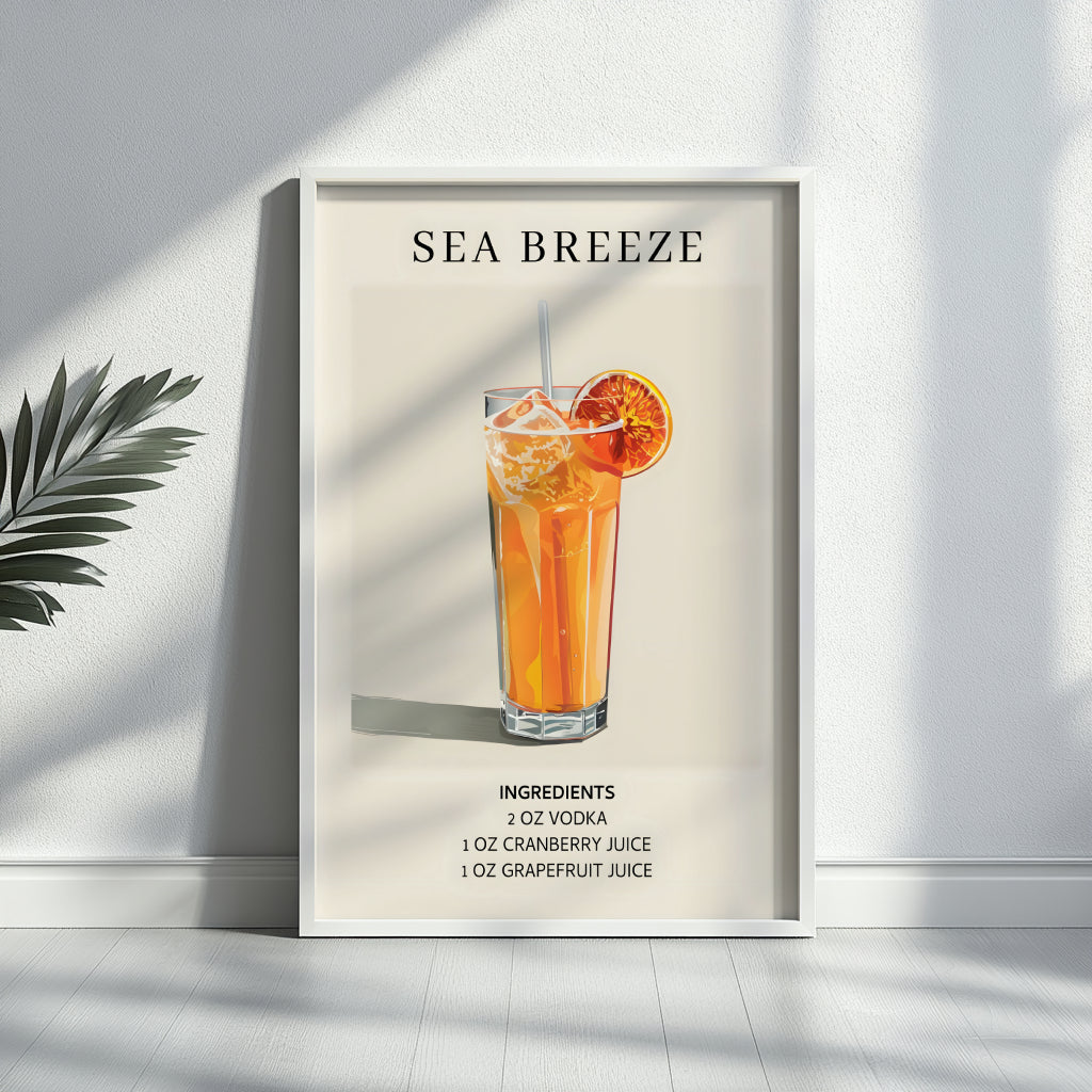 Sea Breeze Cocktail Recipe Framed Wall Art – Framed Wall Art Poster - Image 2