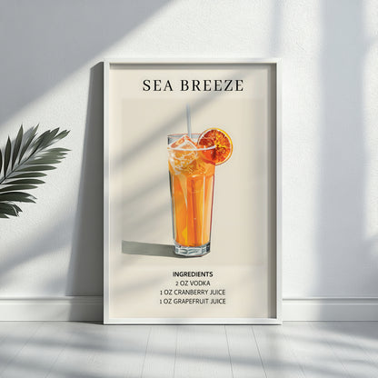 Sea Breeze Cocktail Recipe Framed Wall Art – Framed Wall Art Poster - Image 2