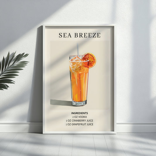 Sea Breeze Cocktail Recipe Framed Wall Art – Framed Wall Art Poster - Image 2