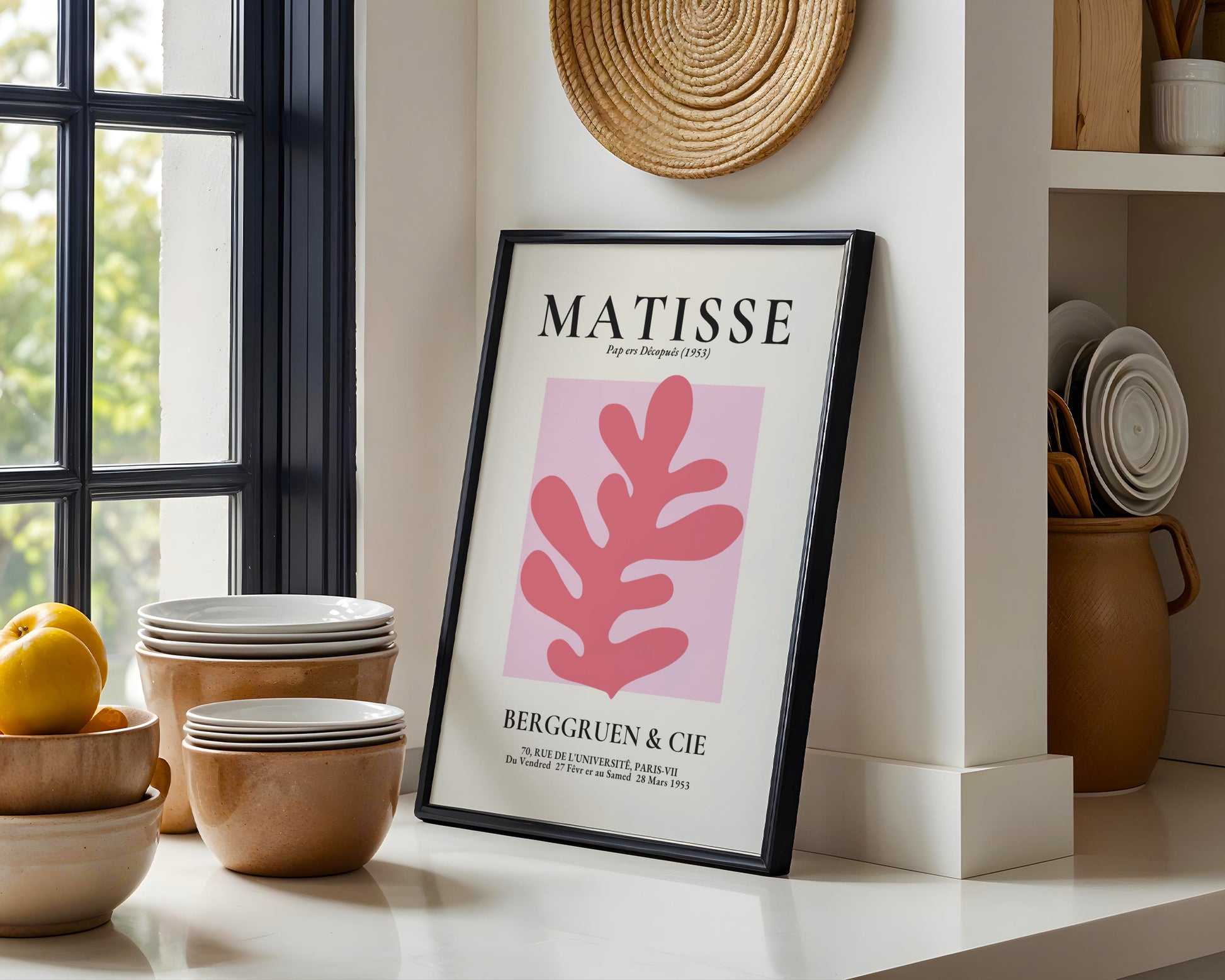 Matisse Pink Abstract Leaf Cut-Out Framed Poster - View 3