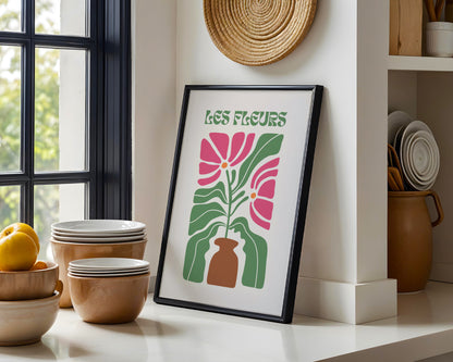 Les Fleurs Abstract Floral Framed Poster – Framed Wall Art Poster - Image 1