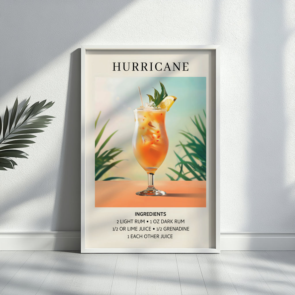 Hurricane Cocktail Recipe Framed Poster – Framed Wall Art Poster - Image 2