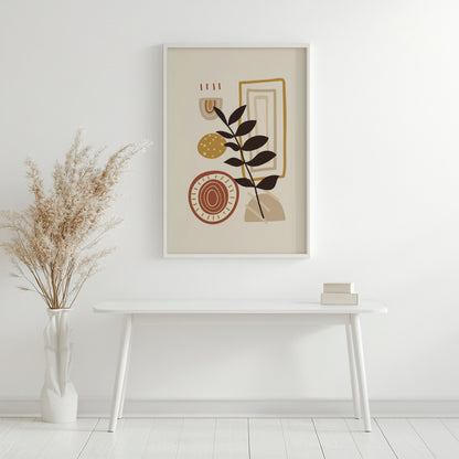 Boho Abstract Botanical Shapes Framed Wall Art – Framed Wall Art Poster - Image 2