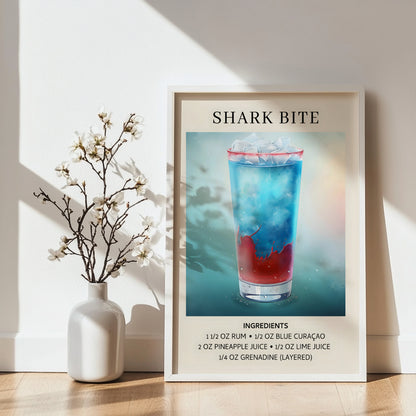 Shark Bite Cocktail Recipe Framed Poster – Framed Wall Art Poster - Image 4