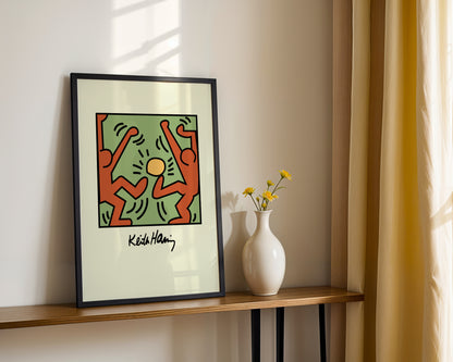 Keith Haring Style Pop Art Dancing Figures Framed Poster - View 4