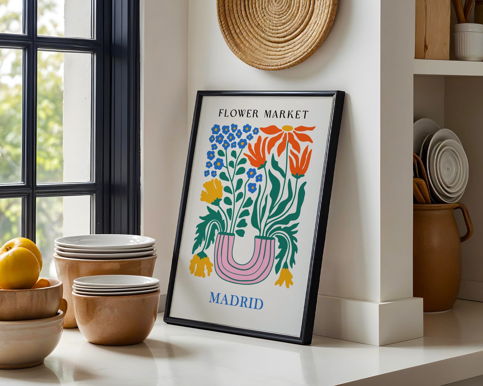 Madrid Flower Market Abstract Floral Framed Poster – Framed Wall Art Poster - Image 1