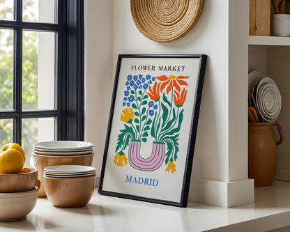 Madrid Flower Market Abstract Floral Framed Poster – Framed Wall Art Poster - Image 1