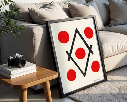 Matisse-Inspired Abstract Red Dots Framed Poster - View 4