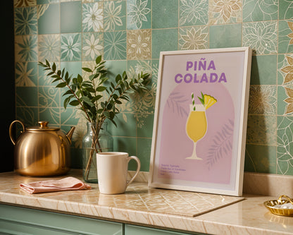 Piña Colada Tropical Cocktail Drink Framed Poster – Framed Wall Art Poster - Image 1